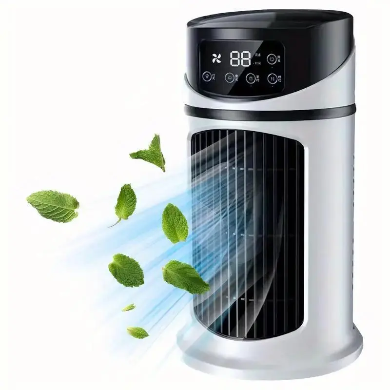 3-in-1 portable air conditioner, humidifier & fan with atmosphere light - usb-powered for indoor/outdoor use, for office & home, sleek , portable humidifier stylish gadget durable plastic, air conditioner portable details 9