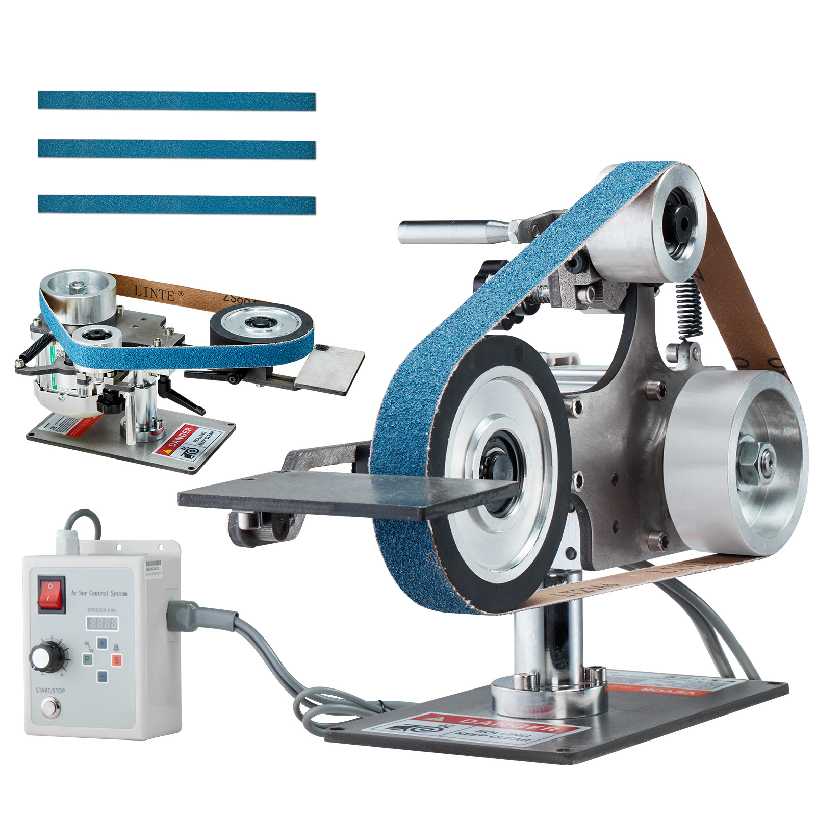 TEMU Vevor Belt Grinder Sander, 30 X 1-inch Variable Speed Belt Polisher With Vfd, 550w Polishing Grinding Machine With 2 Grinding Moulds & 3pcs