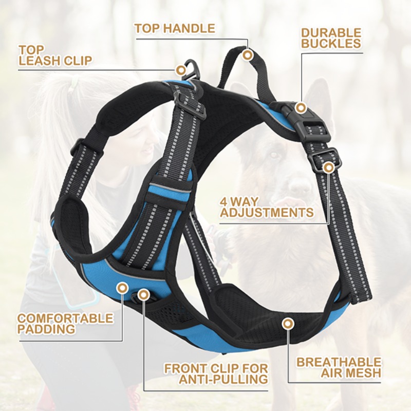 reflective dog harness vest harness handle - Size : XL - Items : Red Product Image