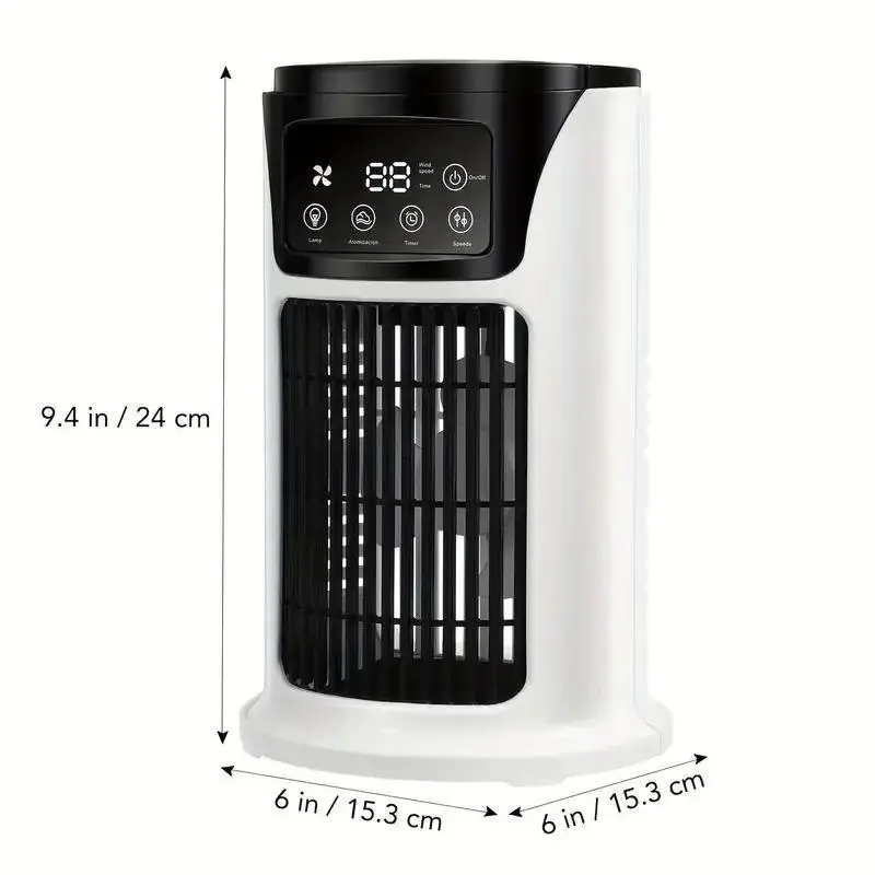 3-in-1 portable air conditioner, humidifier & fan with atmosphere light - usb-powered for indoor/outdoor use, for office & home, sleek , portable humidifier stylish gadget durable plastic, air conditioner portable details 8