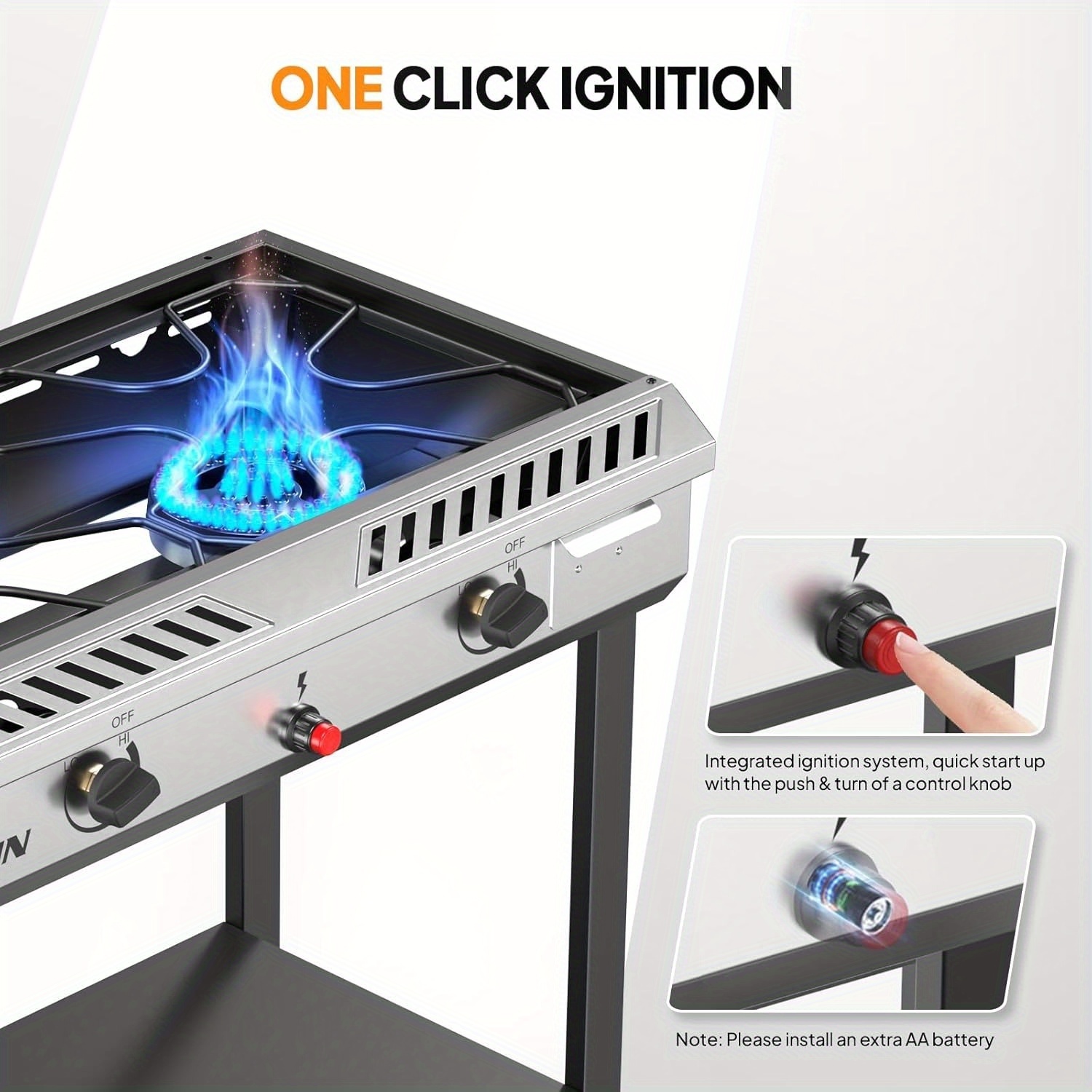 2 Burner Outdoor Propane Gas Stove with Auto-ignition, Regulator & Shelf, 150, 000 BTU Powerful Stand Cooker for Backyard Patio Cooking Home Brewing Canning Turkey Frying