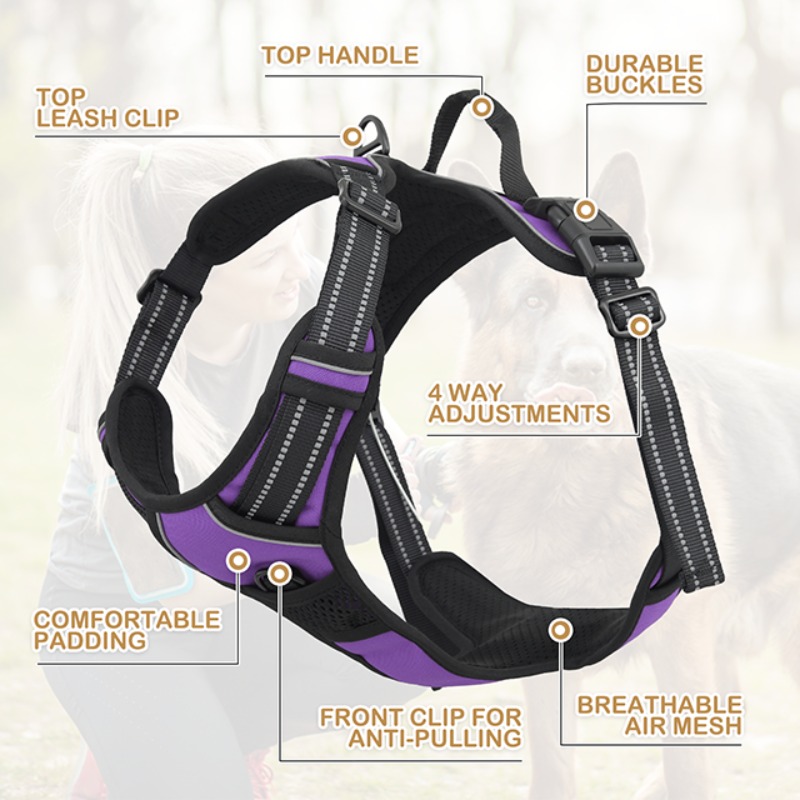 reflective dog harness vest harness handle - Size : XL - Items : Red Product Image