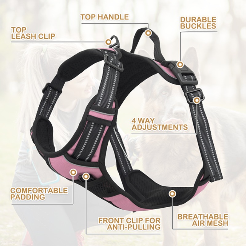 reflective dog harness vest harness handle - Size : XL - Items : Red Product Image