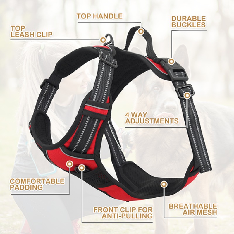reflective dog harness vest harness handle - Size : XL - Items : Red Product Image