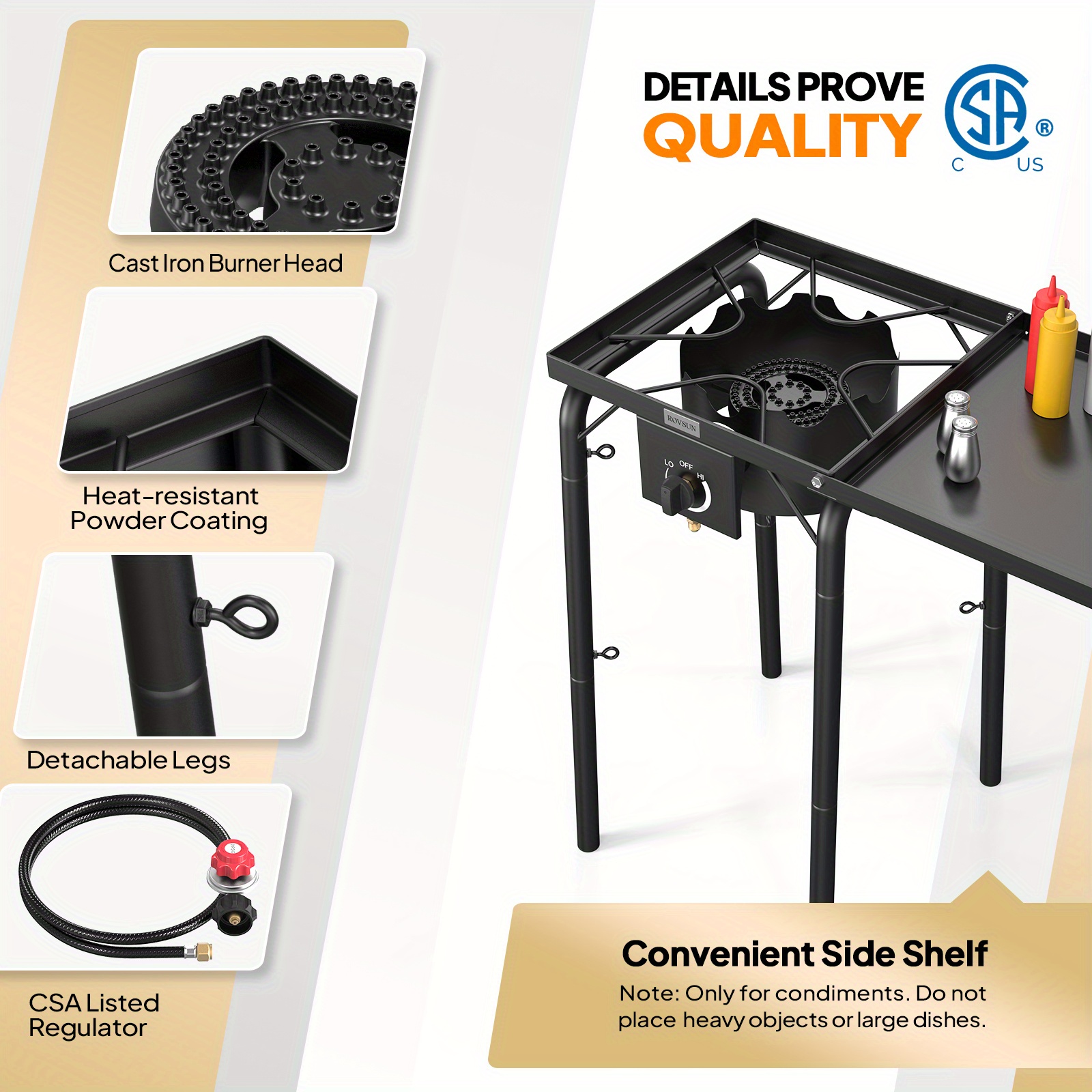 100, 000 BTU Portable Gas Camping Stove, Outdoor Propane Burner with 20psi Regulator, High Pressure Single Cooker Camp Cooking Home Brewing