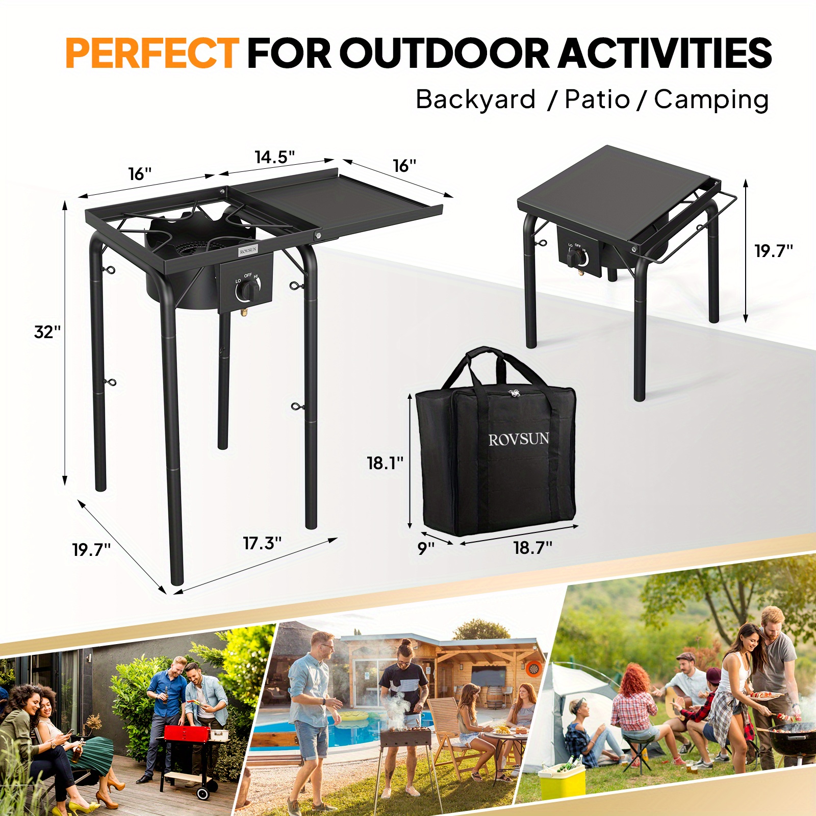 100, 000 BTU Portable Gas Camping Stove, Outdoor Propane Burner with 20psi Regulator, High Pressure Single Cooker Camp Cooking Home Brewing