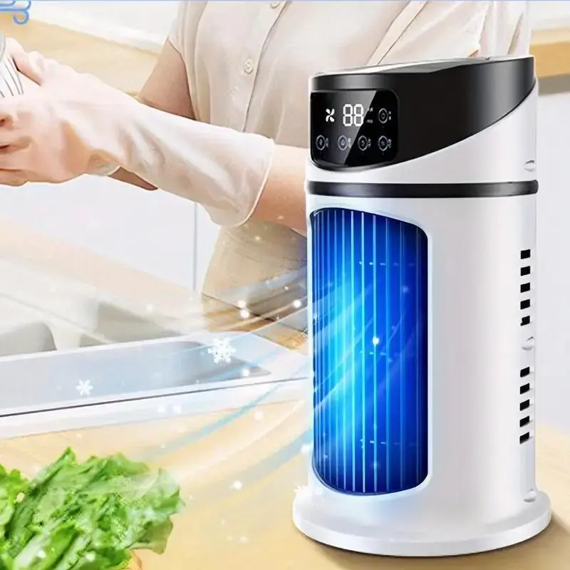 3-in-1 portable air conditioner, humidifier & fan with atmosphere light - usb-powered for indoor/outdoor use, for office & home, sleek , portable humidifier stylish gadget durable plastic, air conditioner portable details 7