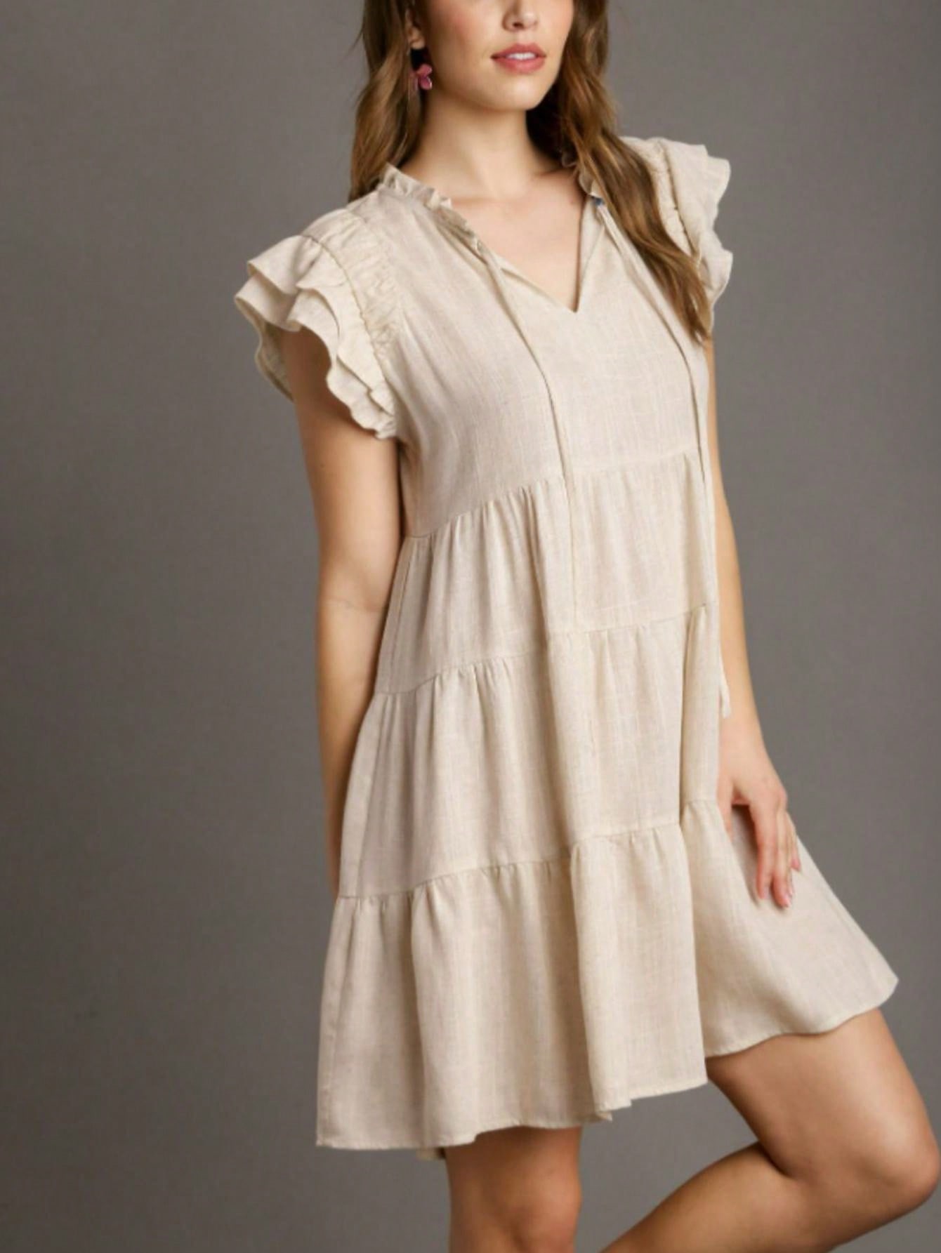 white christmas dresses Moon Dot Crinkle Chiffon Swing Dress, Cream/black – Alembika U.S main image 1