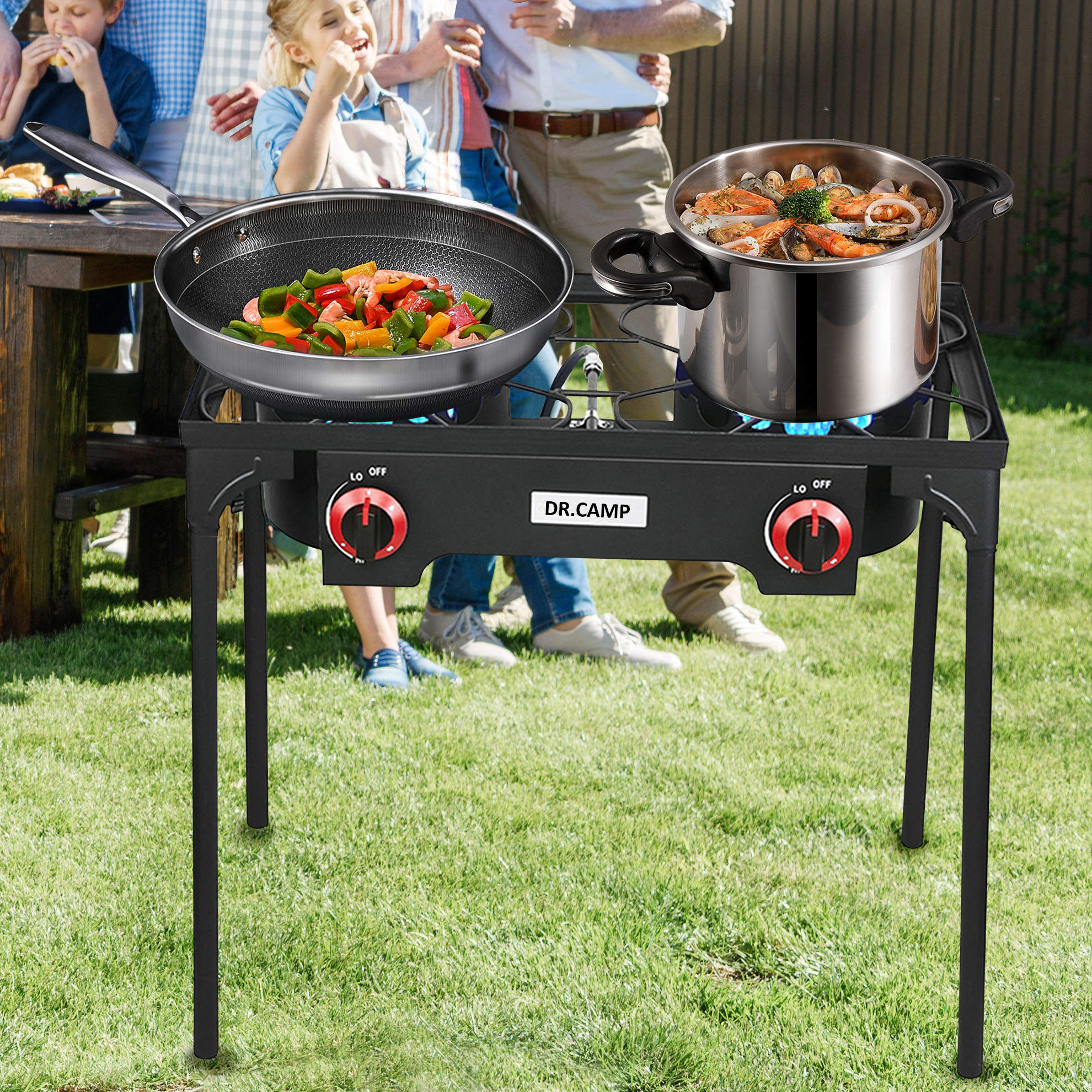 TEMU Dr.camp Portable Propane Camping Stove – Heavy Duty Cast Iron Gas Cooker With Detachable Legs, Outdoor Grill For Camping Must Haves, Survival Gear, Tactical Cooking, Bbq & Patio Use