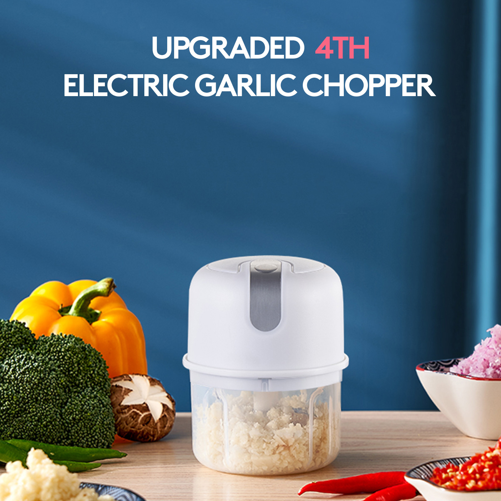 electric mini garlic chopper food processor portable cordless garlic mincer masher meat grinder with usb charging for vegetable   ginger baby   250ml white Product details 0