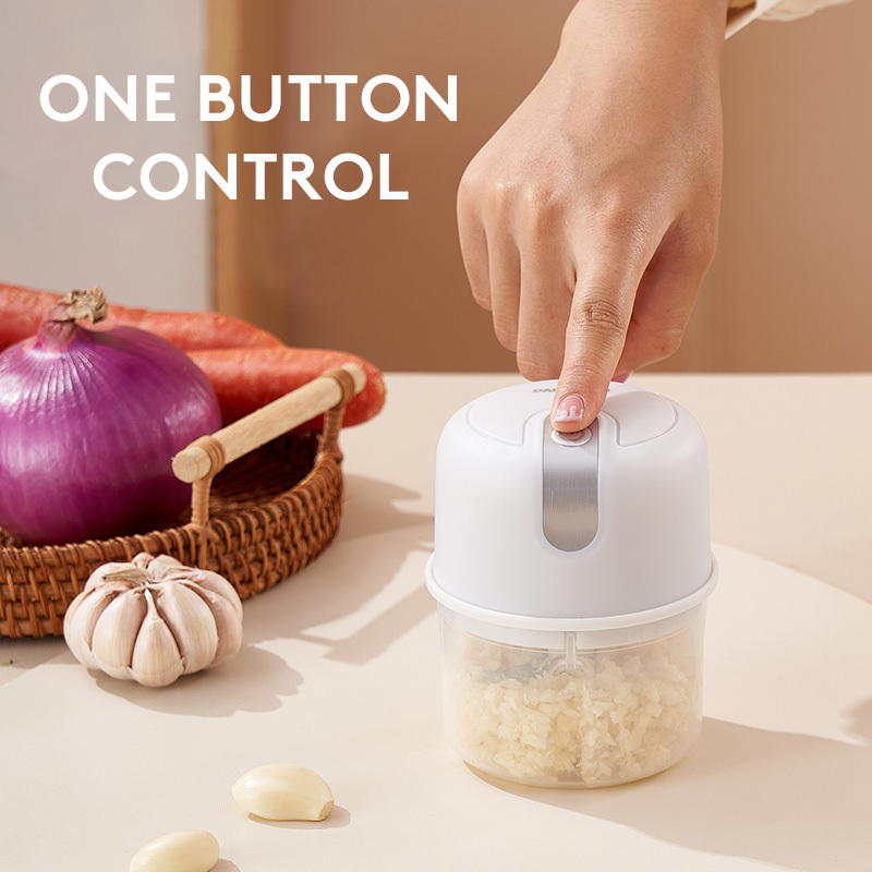 electric mini garlic chopper food processor portable cordless garlic mincer masher meat grinder with usb charging for vegetable   ginger baby   250ml white Product details 3