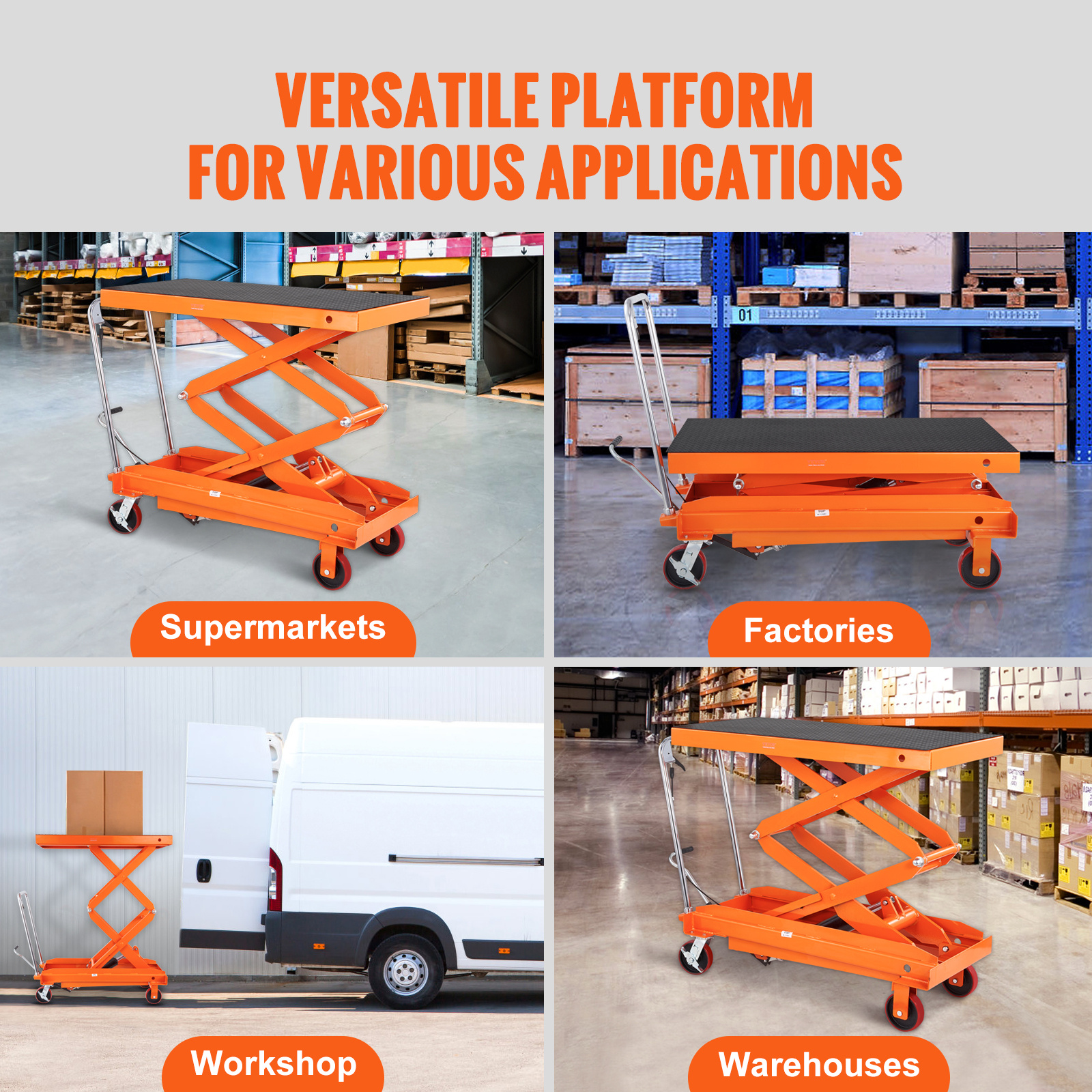 hydraulic lift table cart 770 1760lbs capacity 59 lifting height manual double scissor lift table with 4 wheels and non slip pad hydraulic scissor cart for material handling and transportation Product details 17