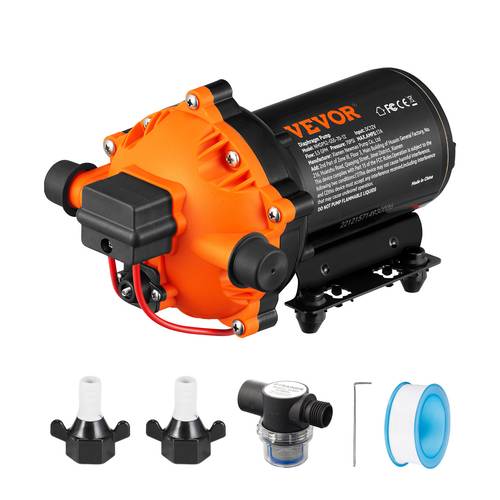 water diaphragm pump 12v 3 gpm flow 55 70 psi rated pressure 40 80 psi adjustable 1 2 self priming sprayer pump with pressure switch for marine boat lawn fcc certified