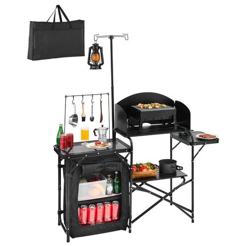 camping kitchen table portable outdoor storage windshield aluminum 1 locker 3 lockers