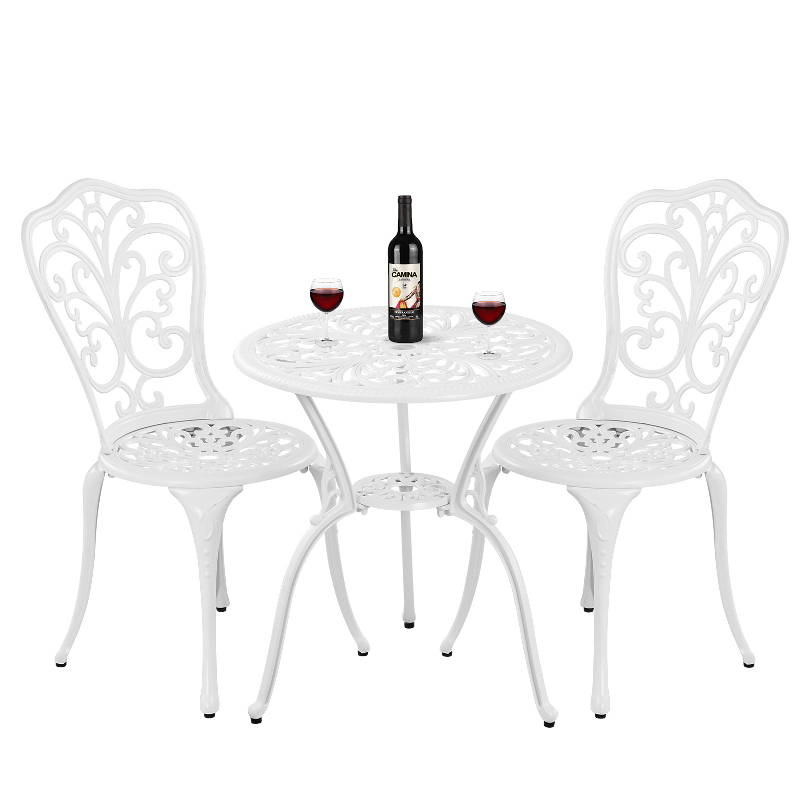 3 piece patio set outdoor cast aluminum   table and chairs set of   weather outdoor bistro sets with 1 97 umbrella hole for front porch set garden white