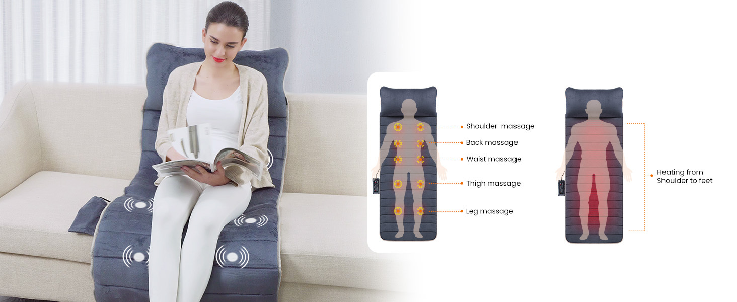   memory foam full body massage mat with heat massage pad with 10 vibration motors and 4 heating pad   for back perfect birthday gift for men and women Product details 3