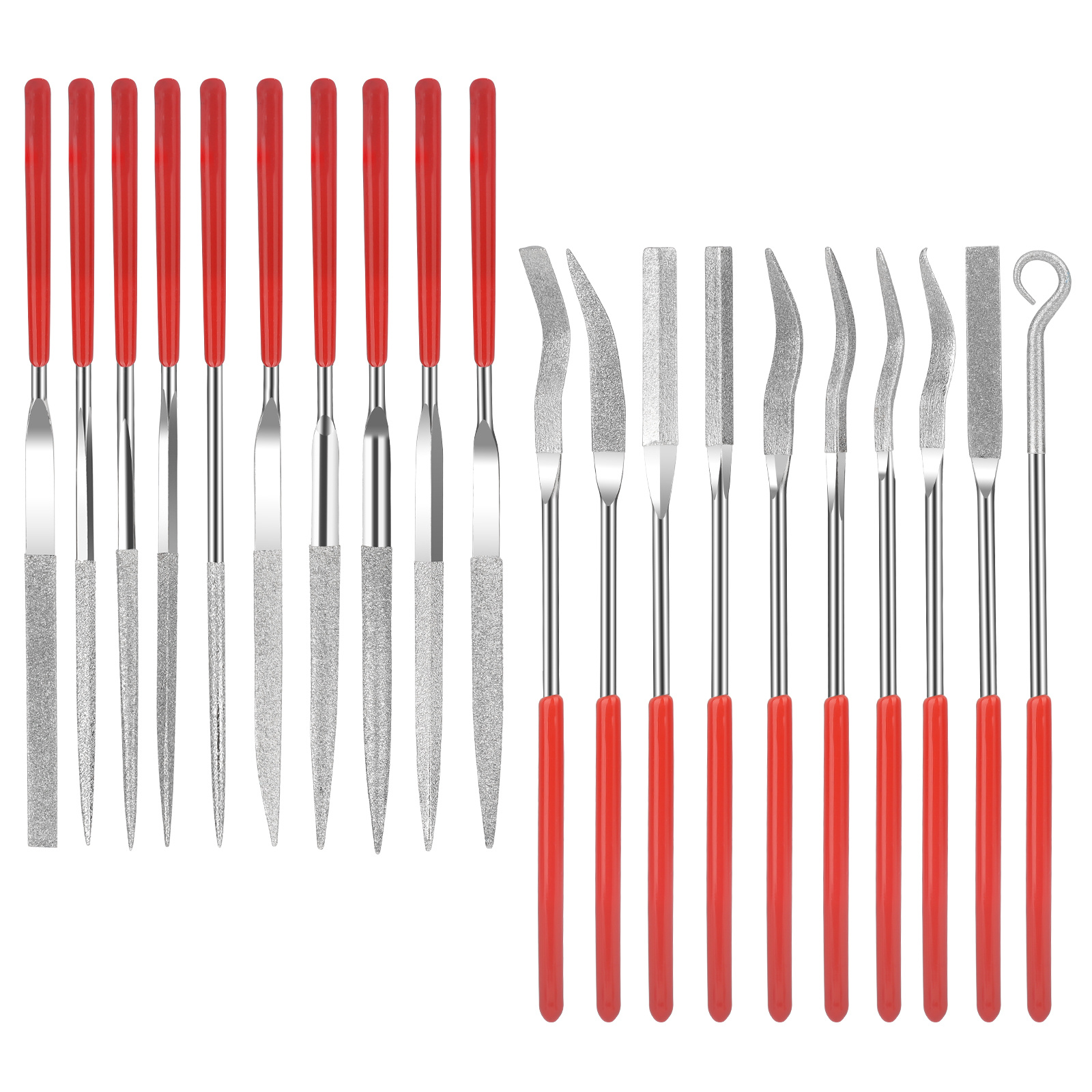 TEMU 20pcs Diamond Needle File Set With Assorted Shapes, Durable Precision Files For Metal Stone Ceramic Jewelry Polishing Carving Craft Projects, Ideal For Diy Enthusiasts Hobbyists And