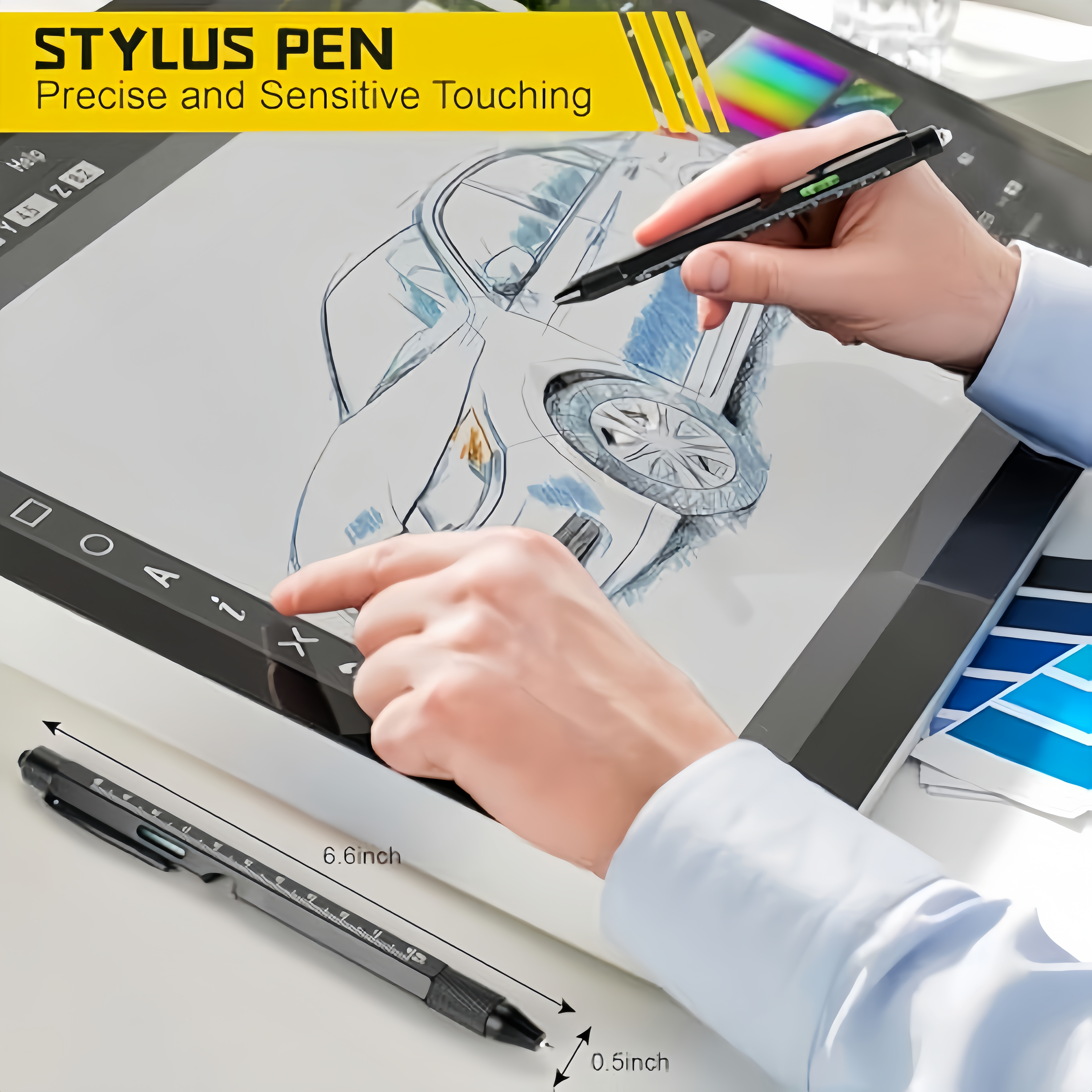 9 in 1 multitool pen engineering pen capacitive pen mobile phone bracket   pen led flashlight stylus level ruler bottle opener screwdriver unique birthday gifts for men dad husband Product details 6