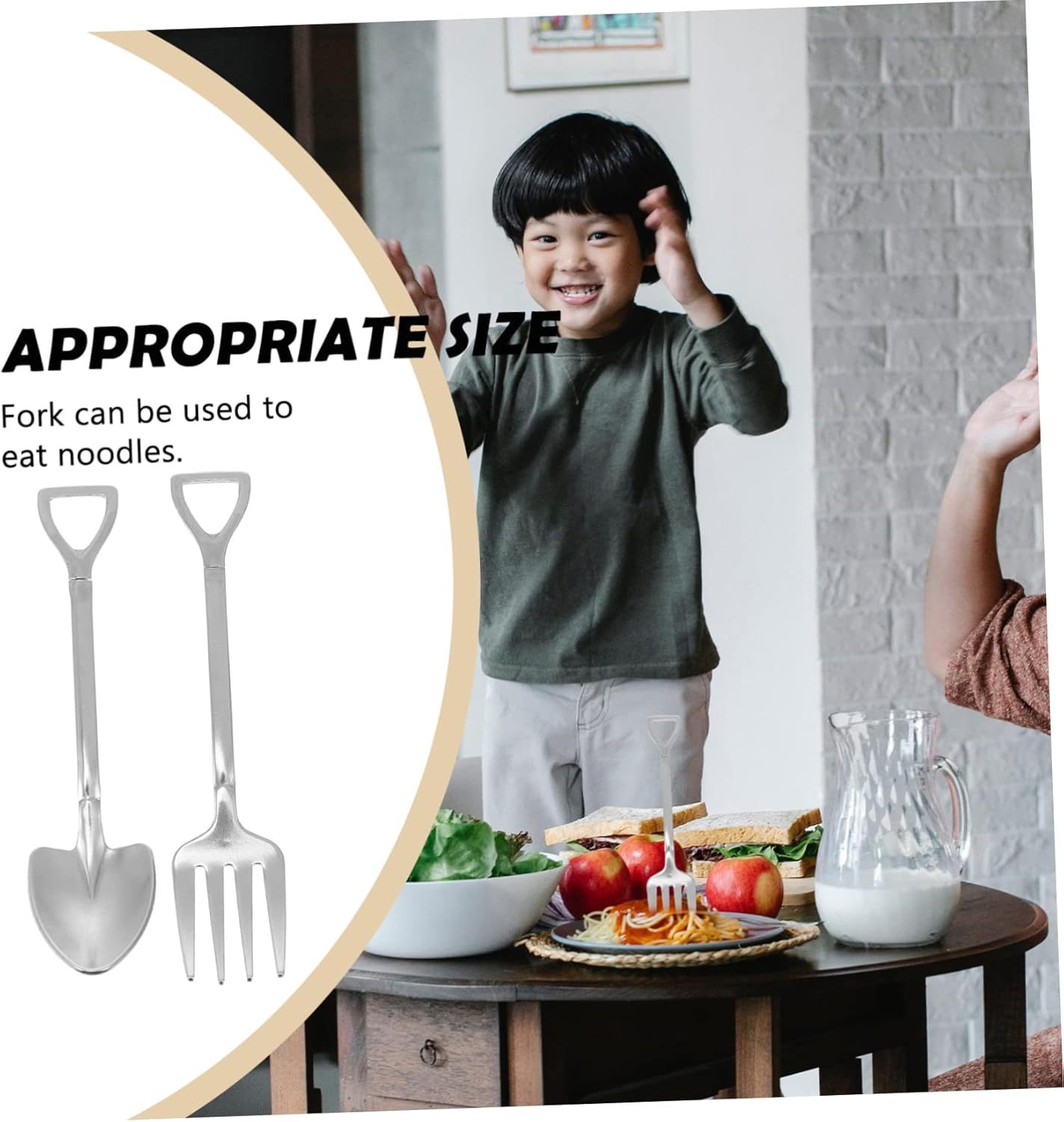 elegant 4pc stainless steel forks and spoons shovel design silverware set multipurpose cutlery home decor Product details 1