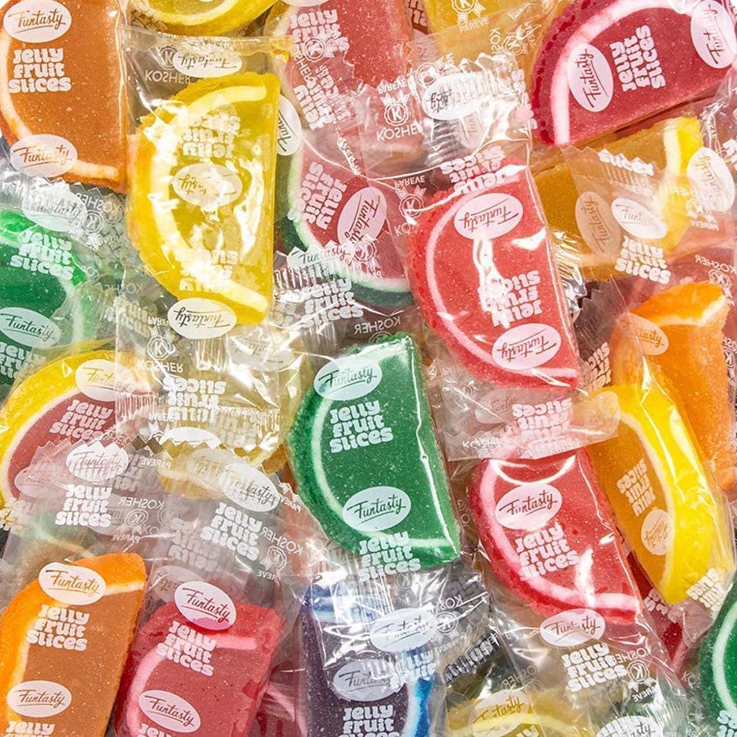 TEMU Fruit Slices - 2 Pound Bulk Pack (about 60 Count) - Jelly Candy - Assorted Flavors - Individually Wrapped Treats