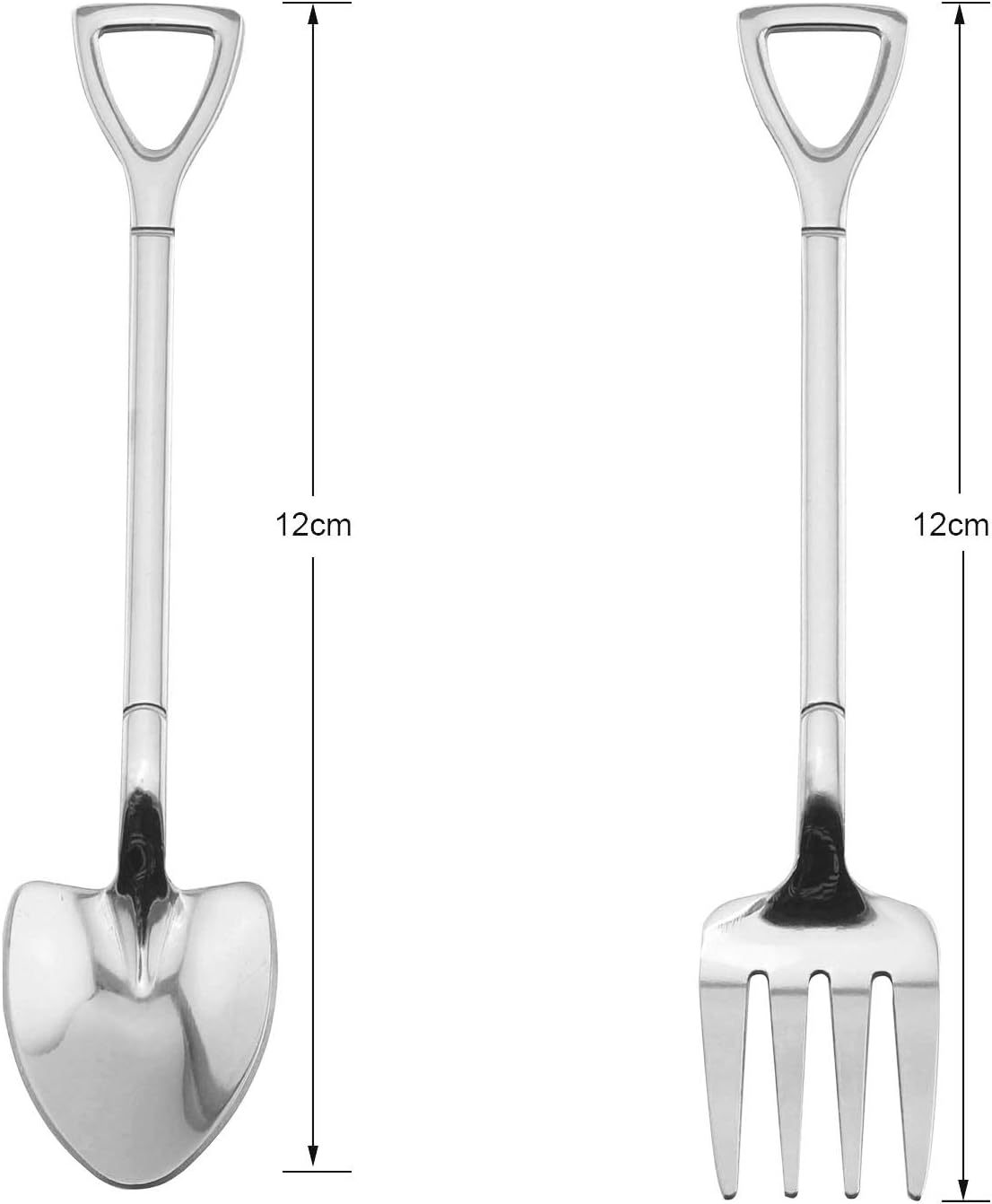 elegant 4pc stainless steel forks and spoons shovel design silverware set multipurpose cutlery home decor Product details 6
