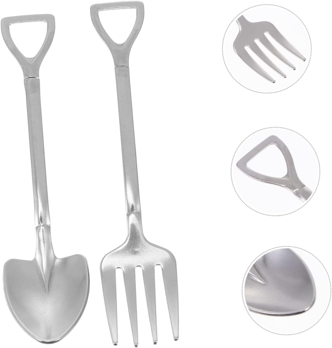 elegant 4pc stainless steel forks and spoons shovel design silverware set multipurpose cutlery home decor Product details 5