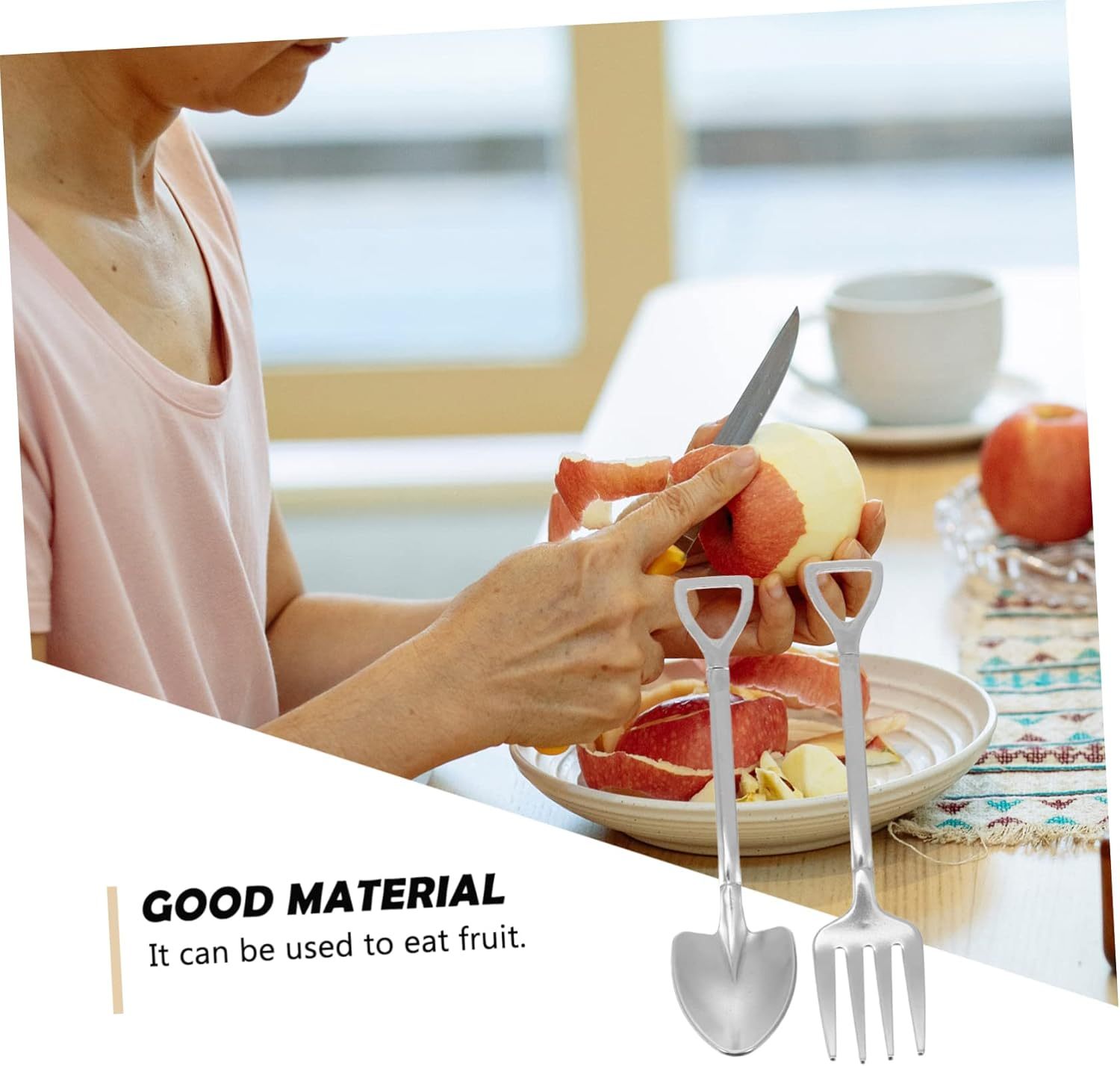 elegant 4pc stainless steel forks and spoons shovel design silverware set multipurpose cutlery home decor Product details 3