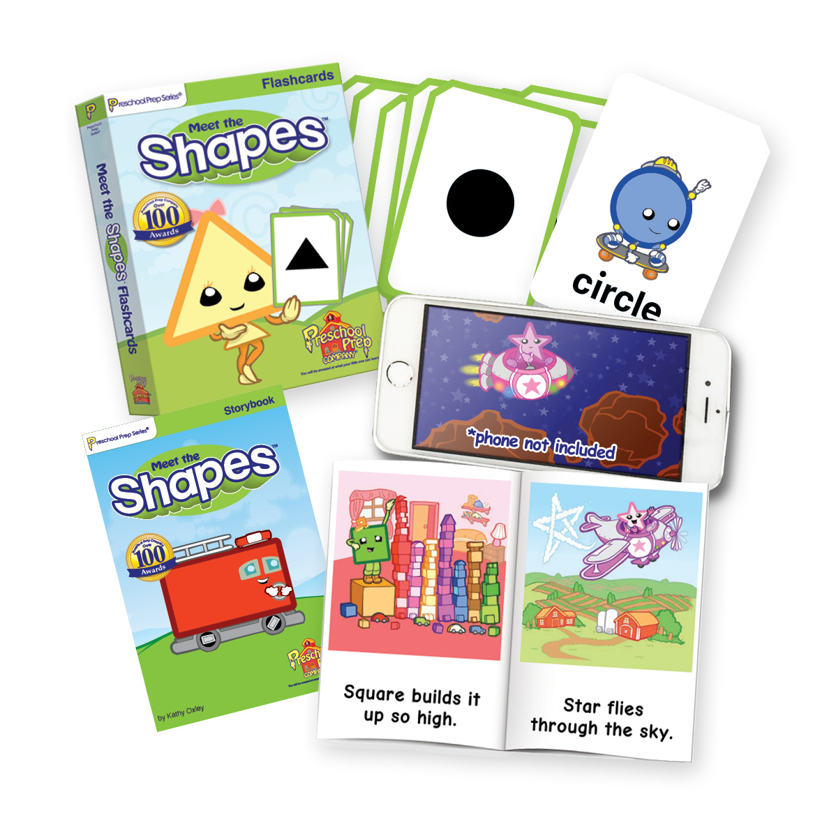 Meet the Shapes FUN PACK – Watch, Practice & Read! Bundle includes Flashcards, Movie Download, & Storybook