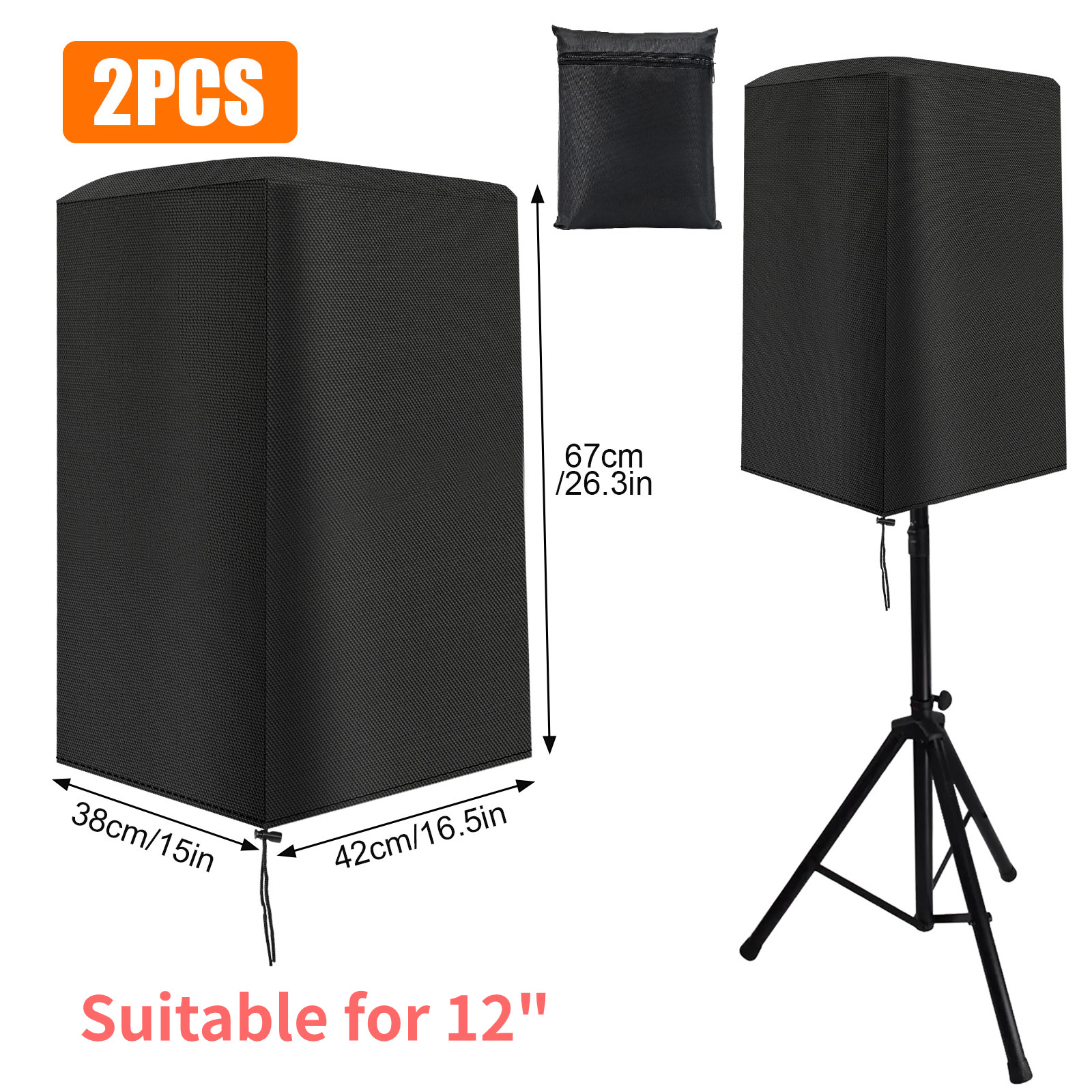 TEMU 2pcs Heavy-duty Speaker Cover, Breathable Speaker Protector With Adjustable Drawstring, Scratch-resistant Cover For Indoor & Outdoor Sound