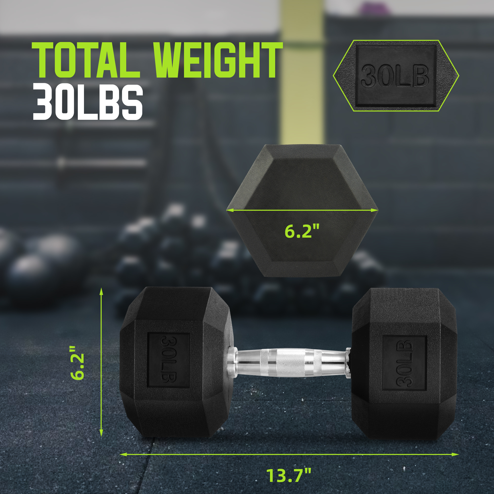 FITVIDS 25LB Pair Hexagonal Rubber Coated Dumbbell Set - Premium Fitness Weights for Home & Gym Workouts