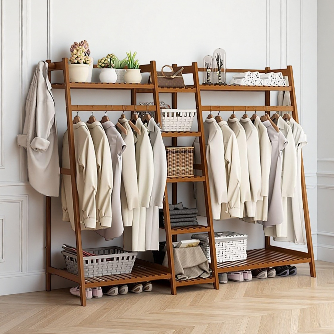 wooden clothes rack sold on Temu United States
