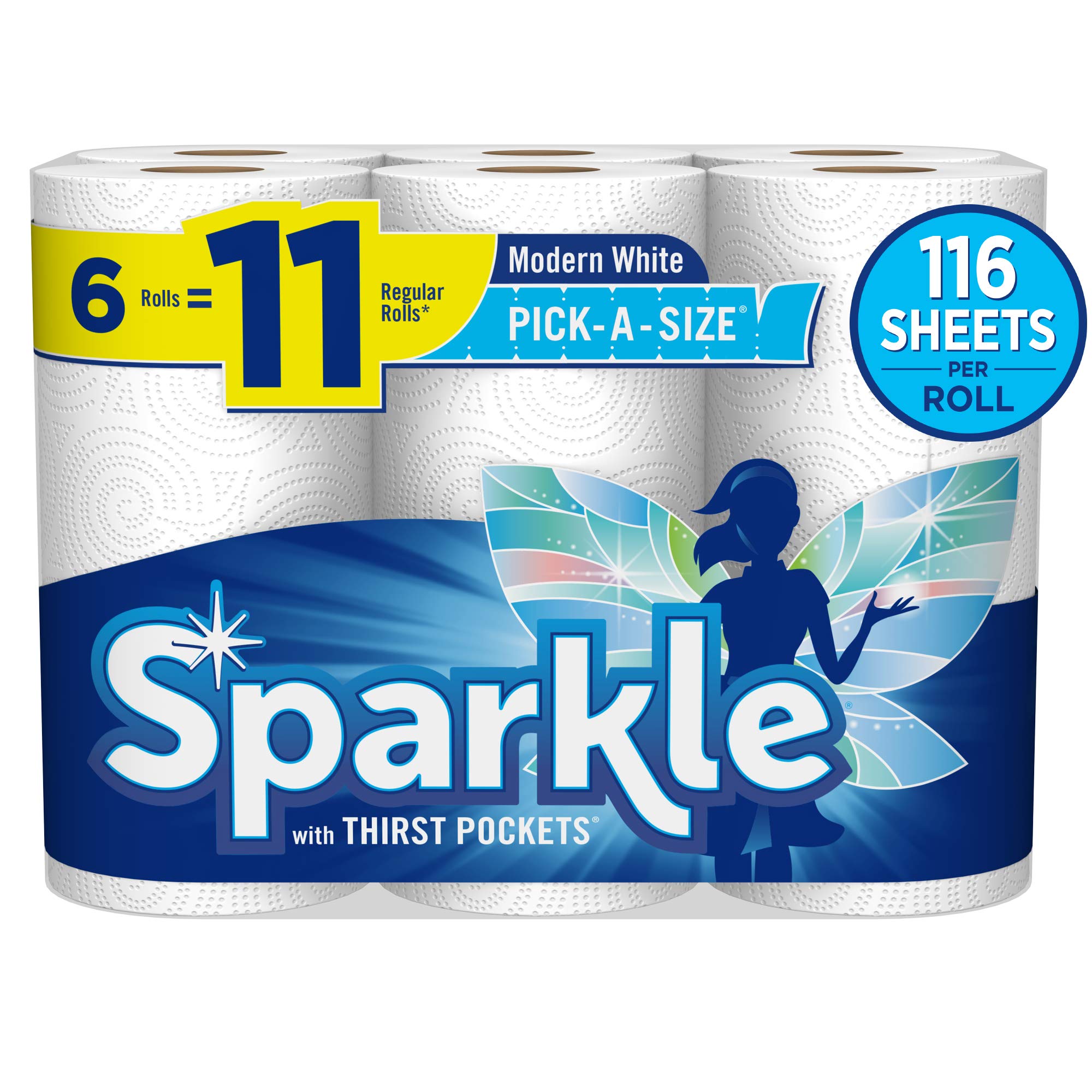 TEMU Sparkle -size Paper Towels, 6 Rolls = 11 Regular Rolls, Paper Towel With Full And Half Sheets