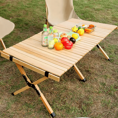 1pc portable folding bamboo camping table w carry bag outdoor indoor natural for indoor outdoor camping picnics beach party patio