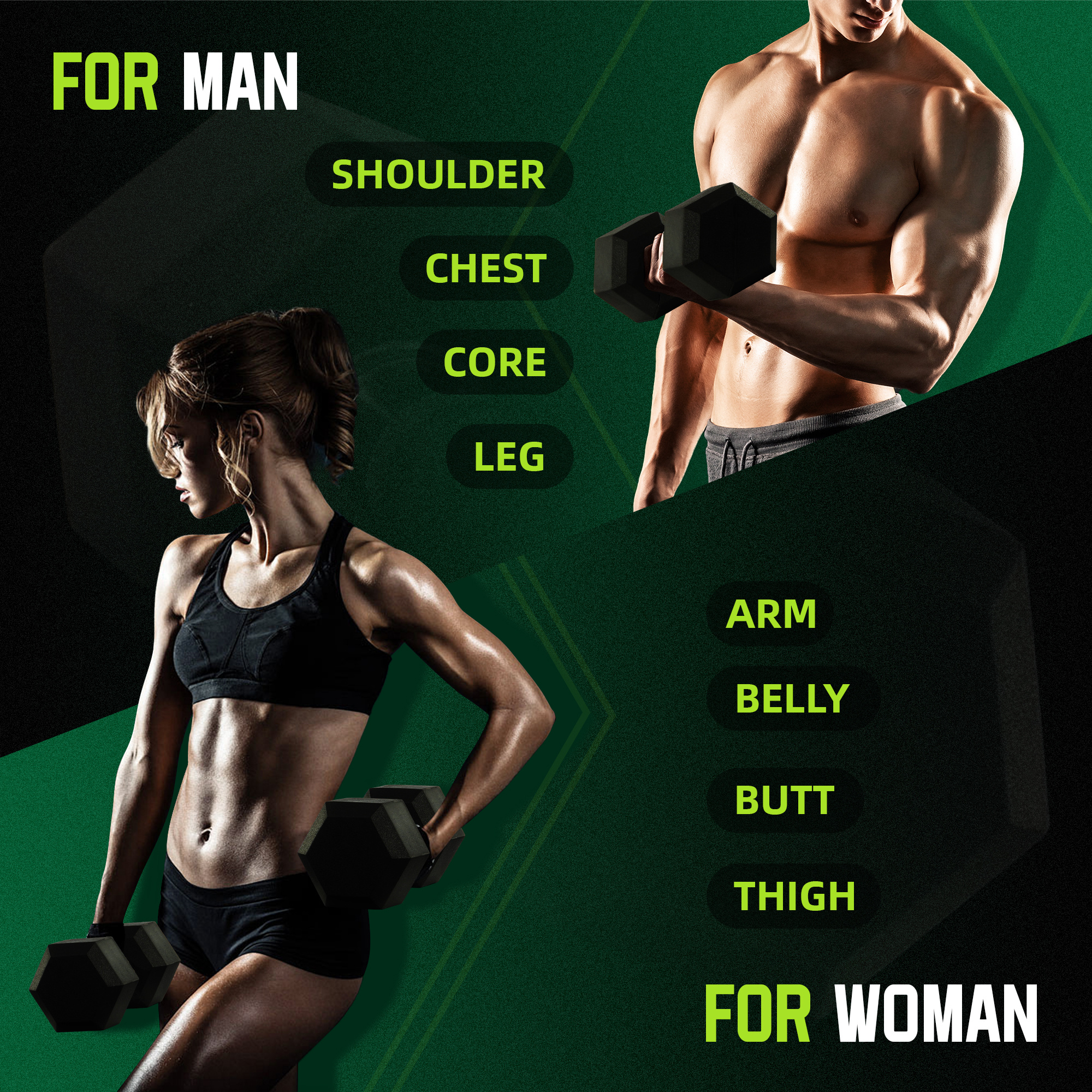 FITVIDS 25LB Pair Hexagonal Rubber Coated Dumbbell Set - Premium Fitness Weights for Home & Gym Workouts