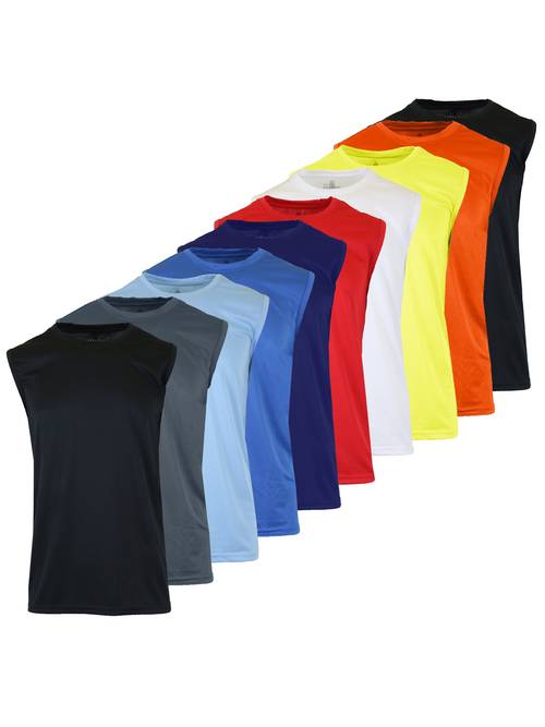 10 pack mens performance moisture wicking active muscle tees