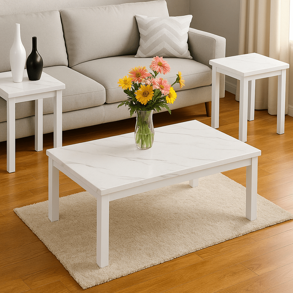 3pcs marble coffee table set modern living room table set of