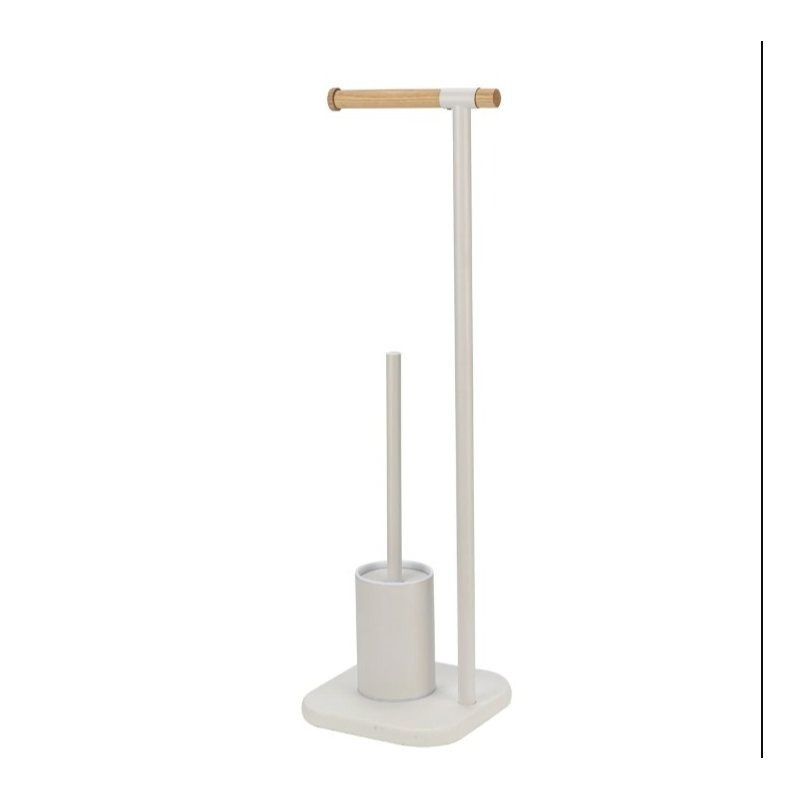 heavy duty stainless steel white toilet paper holder and toilet brush set
