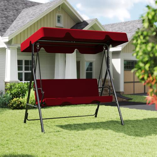 outdoor porch glider swing with all weather covered canopy rust proof heavy duty stand and adjustable bracket perfect patio for garden lawn or backyard relaxation