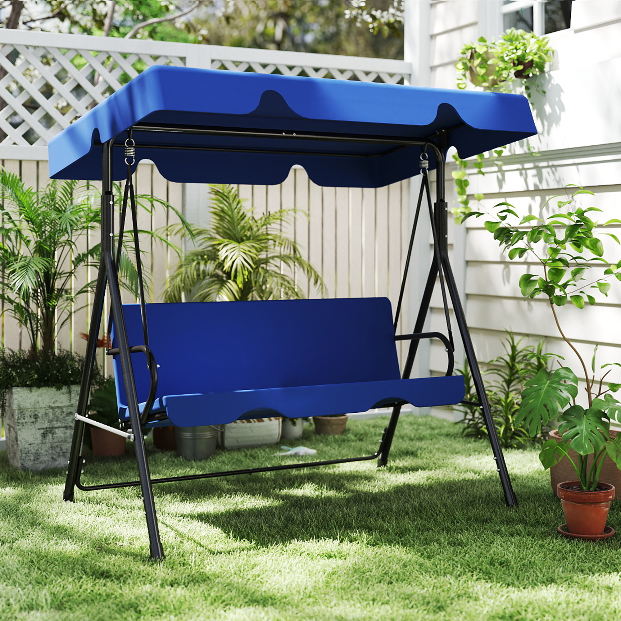 outdoor porch glider swing with all weather covered canopy rust proof heavy duty stand and adjustable bracket perfect patio   for garden lawn or backyard relaxation Product details 1