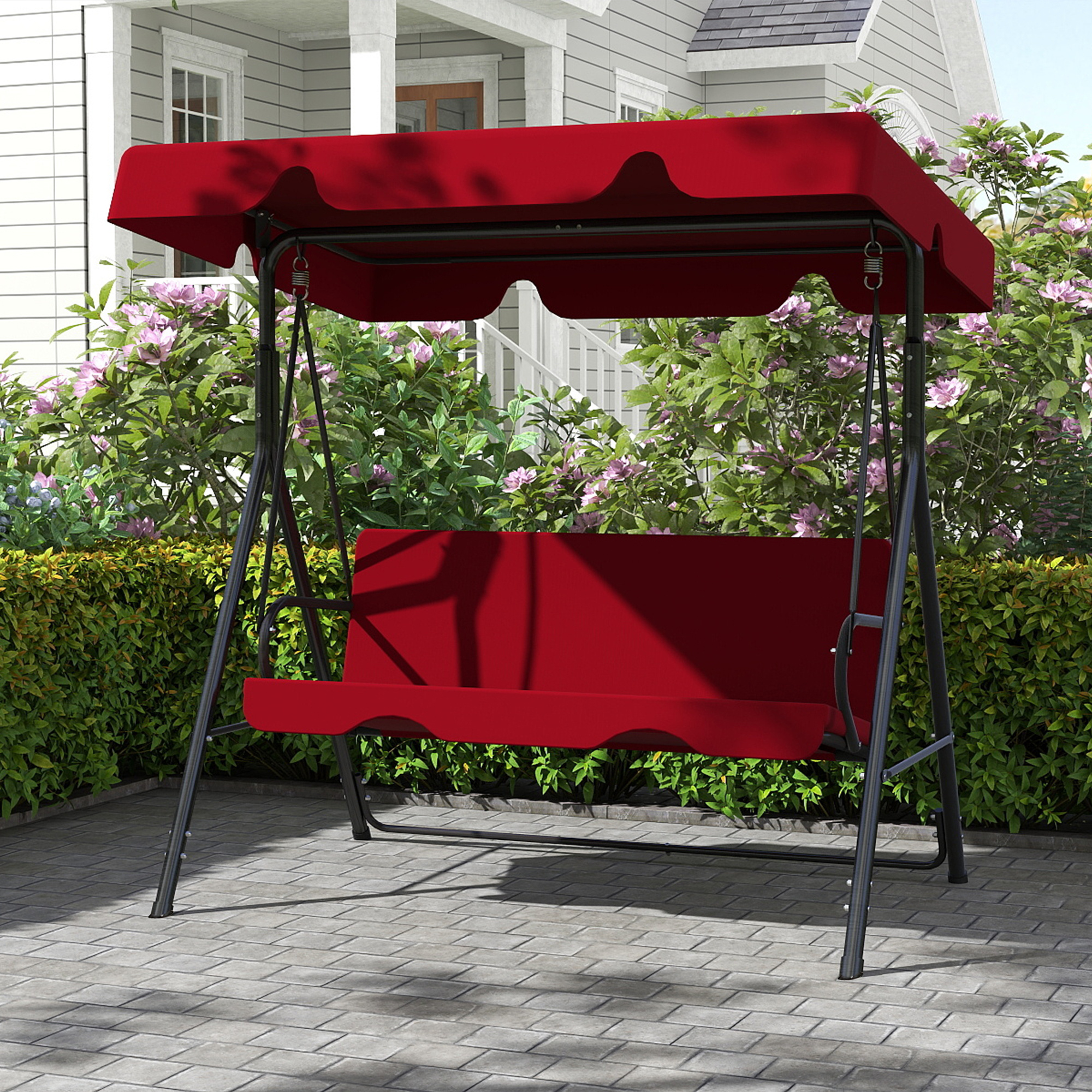 outdoor porch glider swing with all weather covered canopy rust proof heavy duty stand and adjustable bracket perfect patio   for garden lawn or backyard relaxation Product details 4