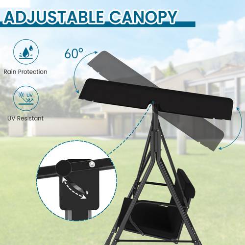 outdoor porch glider swing with all weather covered canopy rust proof heavy duty stand and adjustable bracket perfect patio for garden lawn or backyard relaxation