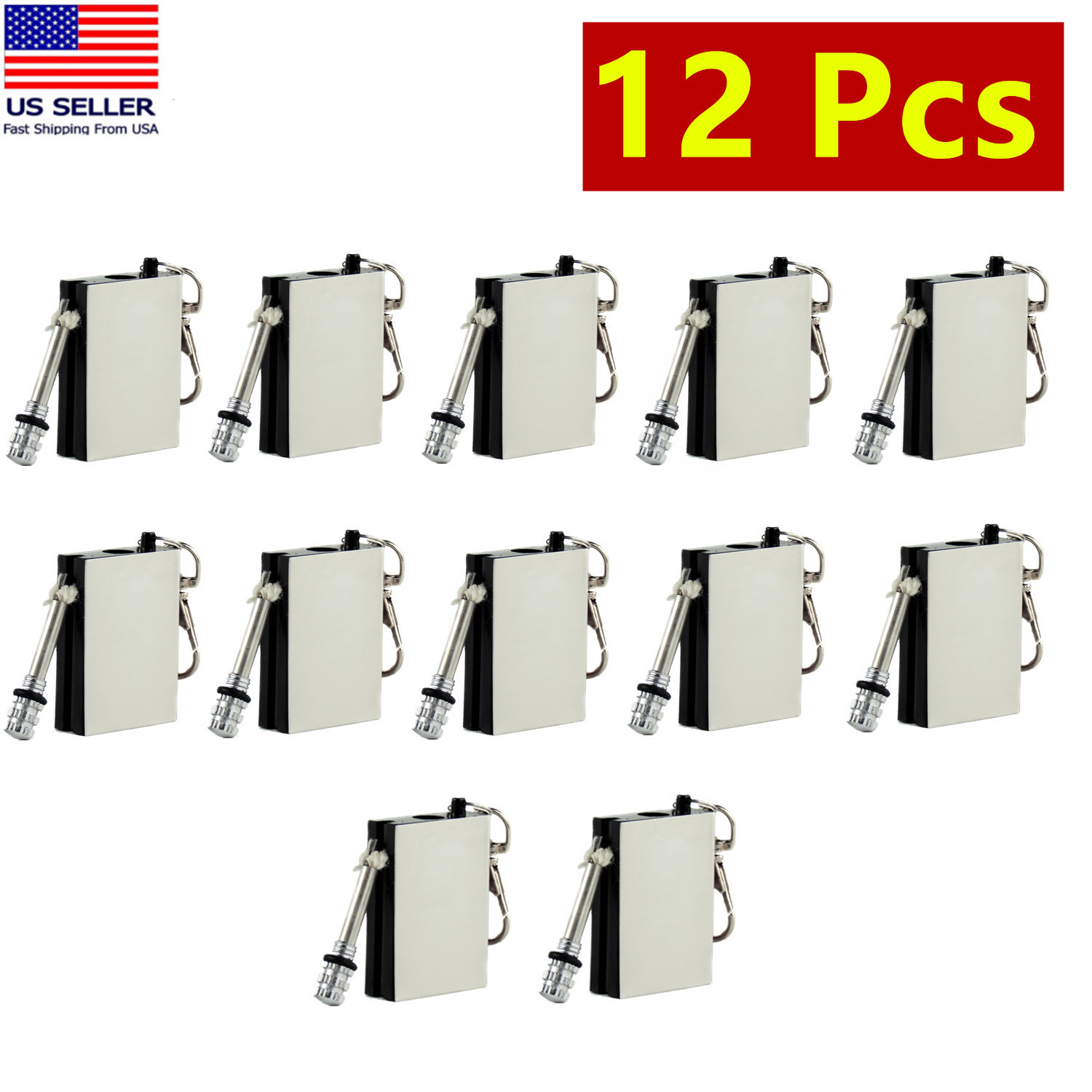 TEMU 12 Pack Waterproof Permanent Match Lighters – Reusable Flint For Survival, Camping, Hiking, , Outdoor Igniters