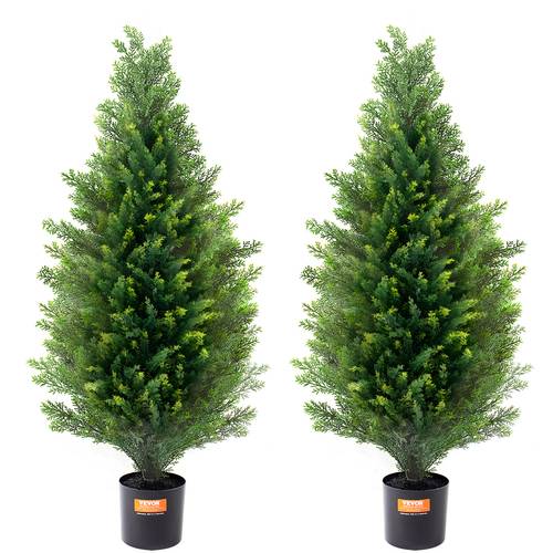 2 pack 3 4 5 artificial cedar topiary tree plant uv decor in outdoor