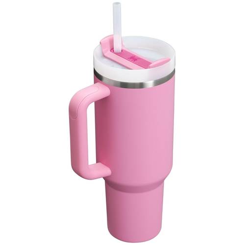 .0 Tumbler with Handle and Straw 40 oz | 3-Position Lid | Cup Holder Compatible for Travel | Insulated Stainless Steel Cup | BPA-Free | Rose Quartz 2.0