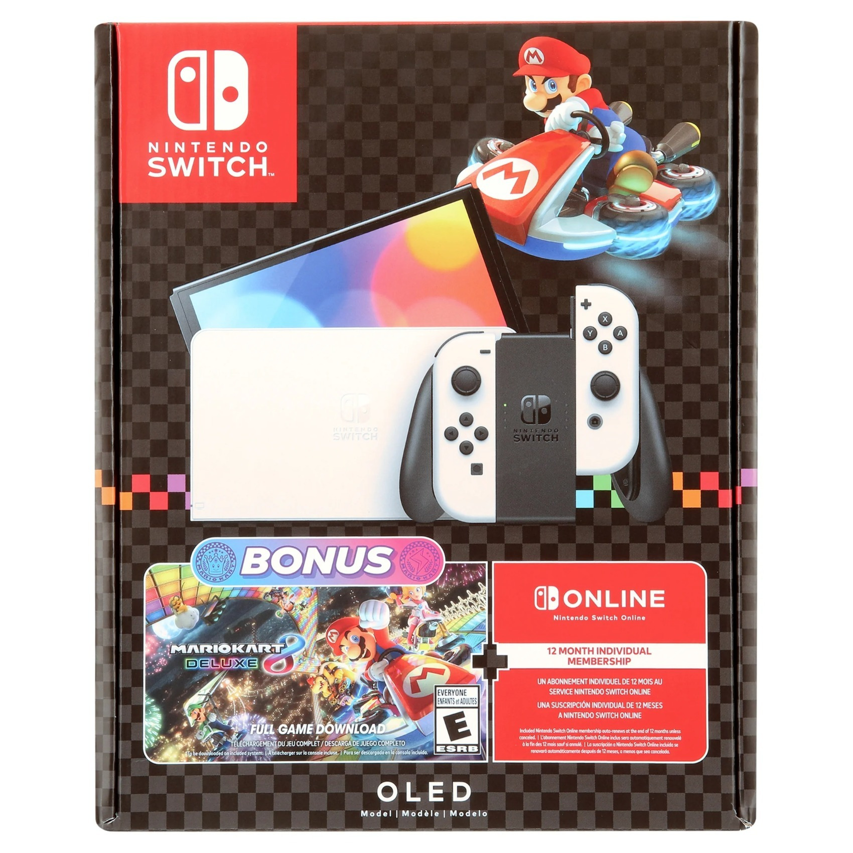 Nintendo Switch OLED Model: Mario Kart 8 Deluxe Bundle Multi White