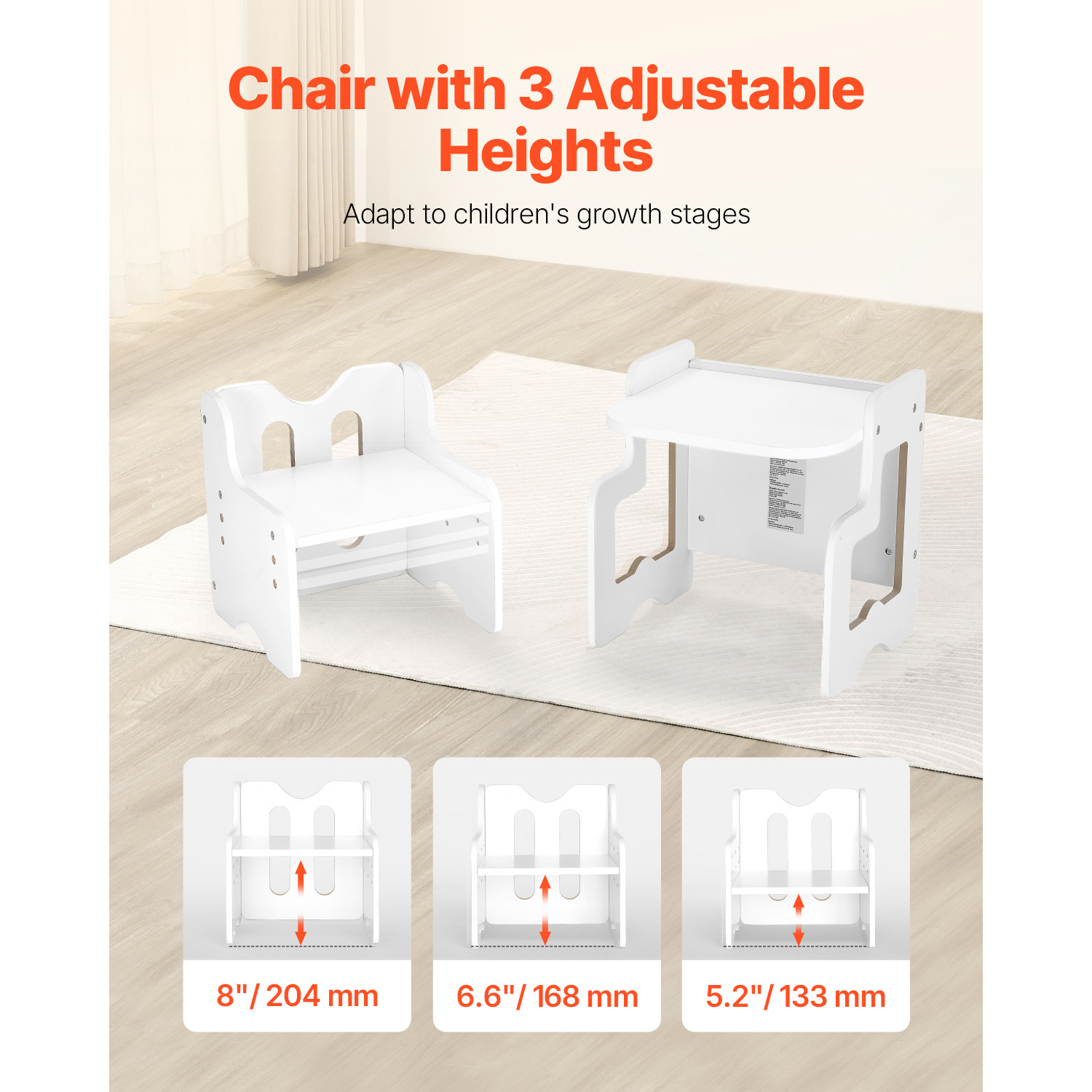 VEVOR Weaning Table and Chair Set Toddler Desk with Blackboard White