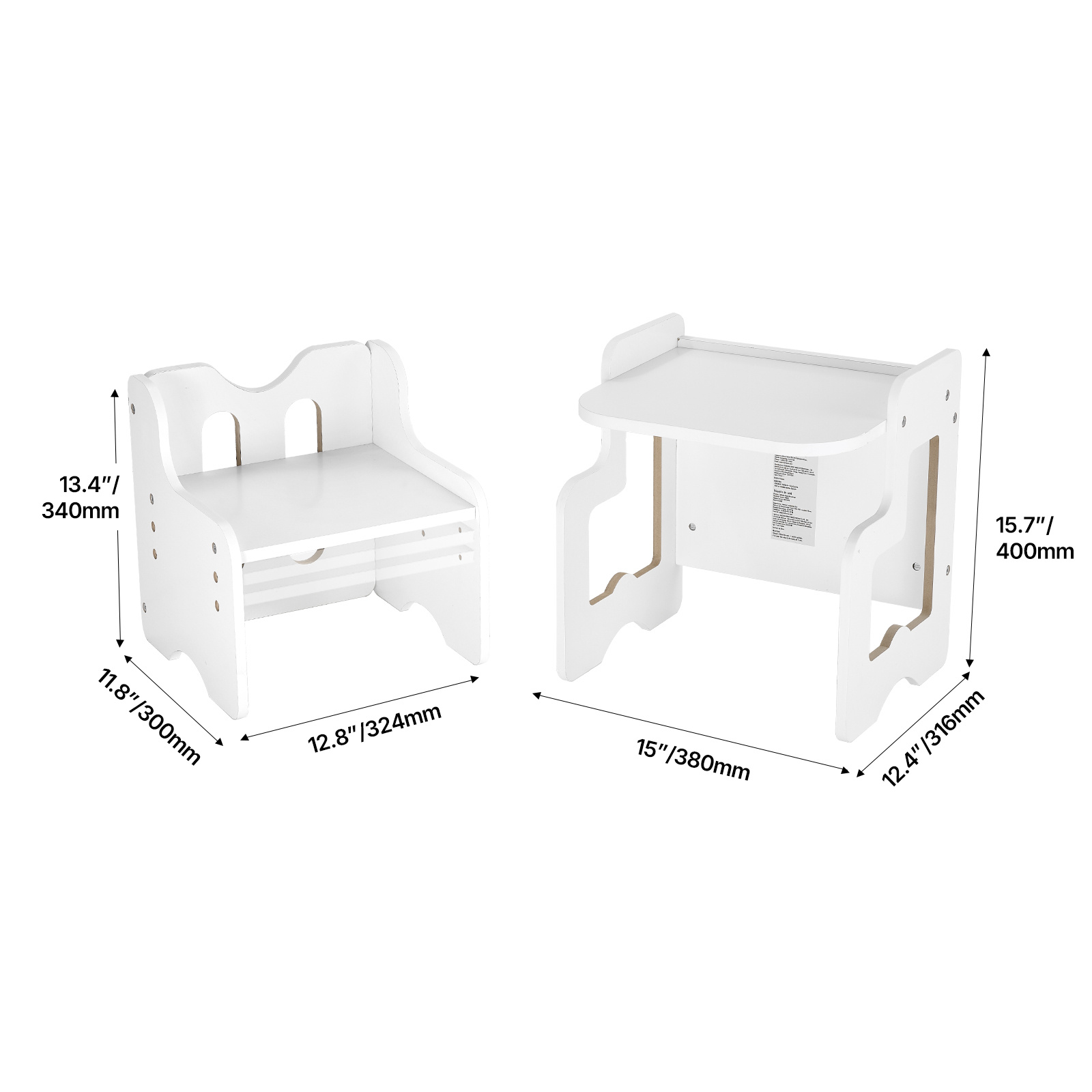 VEVOR Weaning Table and Chair Set Toddler Desk with Blackboard White