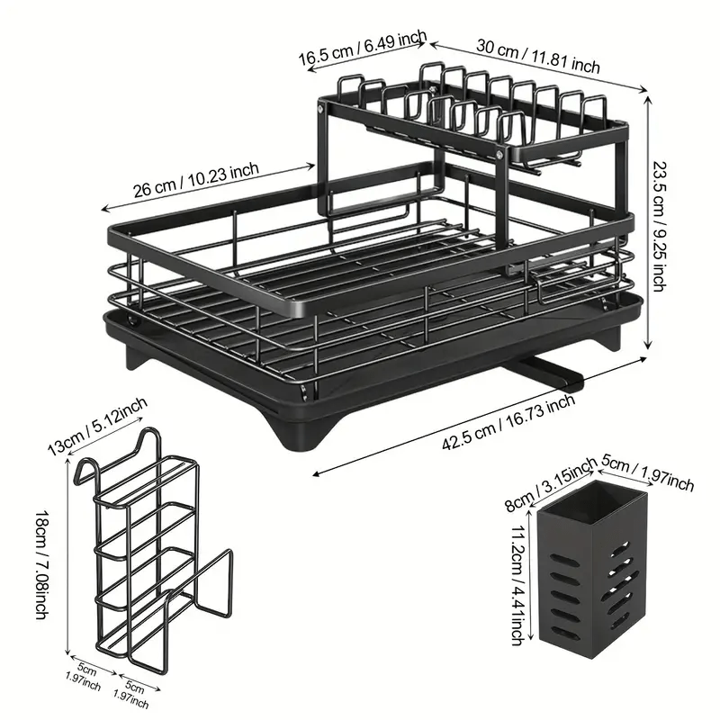 kitchen double layer bowl and chopstick rack drain rack with drainage tray dishwasher rack dishwasher basket stainless steel knife holder cutting board holder chopstick holder double layer rust proof large capacity automatic drainage bowl rack Product details 3