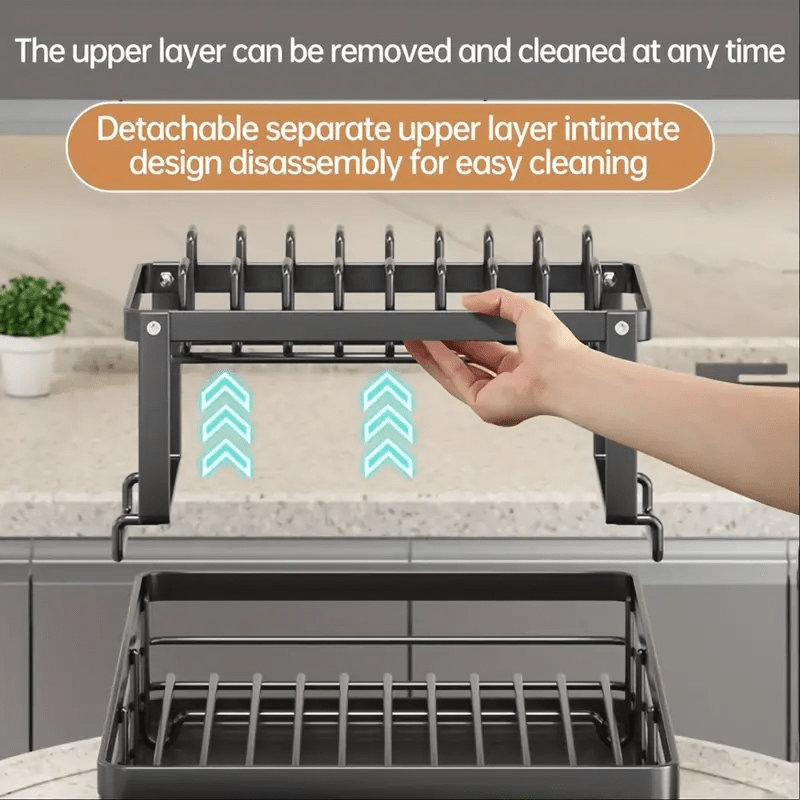 kitchen double layer bowl and chopstick rack drain rack with drainage tray dishwasher rack dishwasher basket stainless steel knife holder cutting board holder chopstick holder double layer rust proof large capacity automatic drainage bowl rack Product details 6