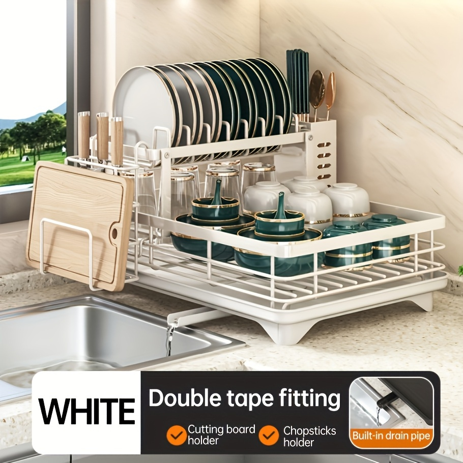 kitchen double layer bowl and chopstick rack drain rack with drainage tray dishwasher rack dishwasher basket stainless steel knife holder cutting board holder chopstick holder double layer rust proof large capacity automatic drainage bowl rack Product details 0